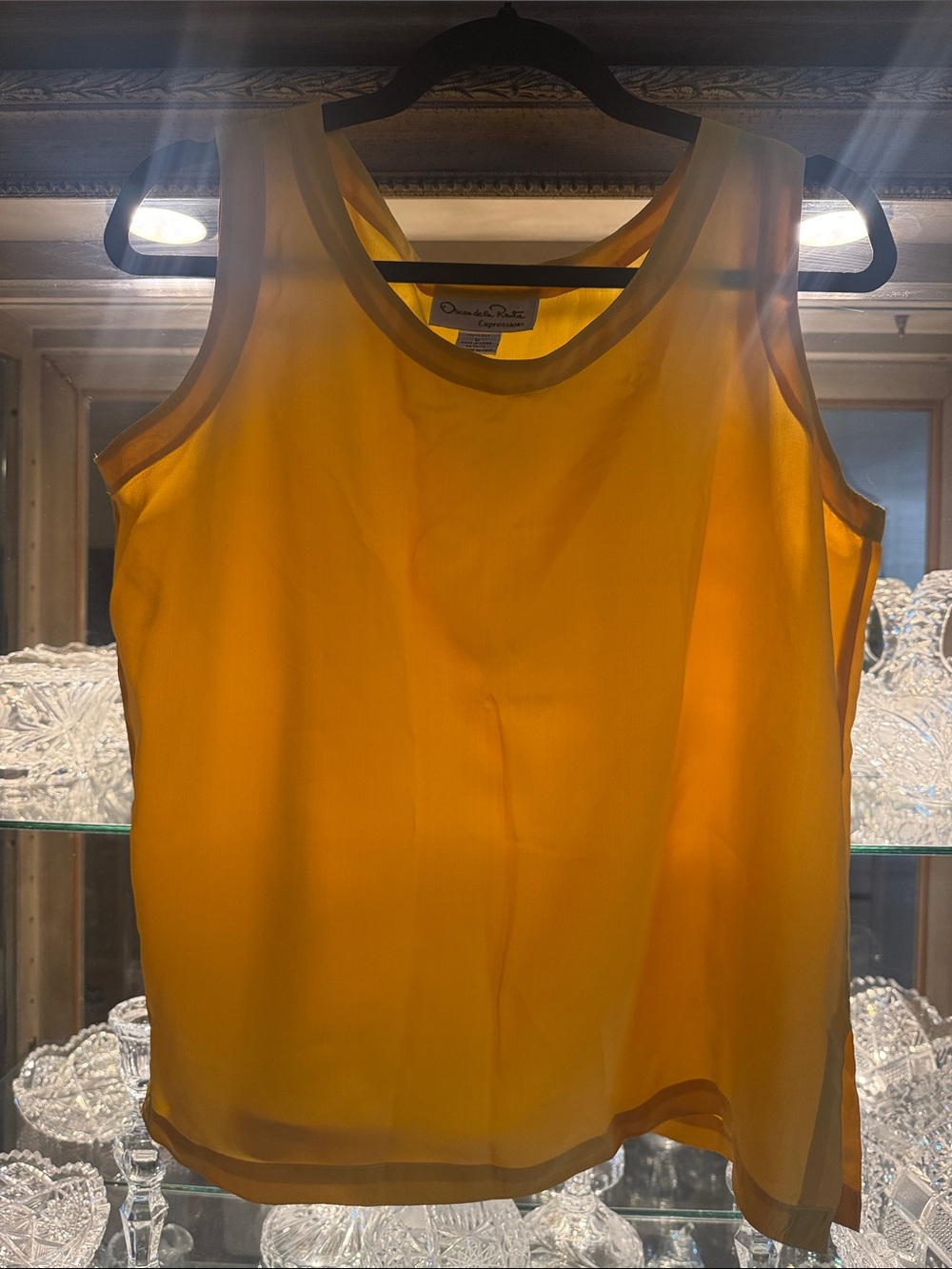 Oscar de la Renta Yellow 100% Silk Tank Top Vintage
